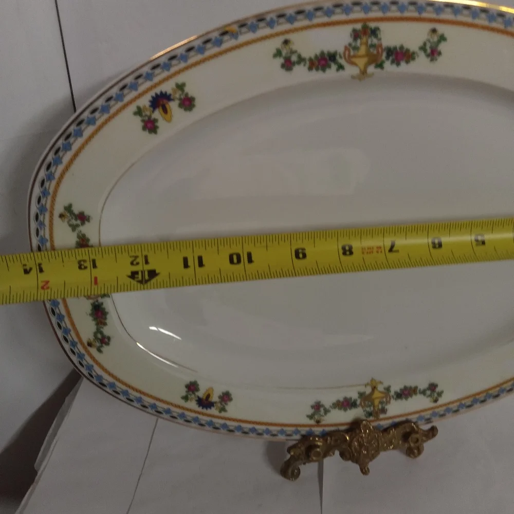 TK Thuny 12” Octagon Meat Platter Serving Czechoslovakia  Porcelain Rare Vintage